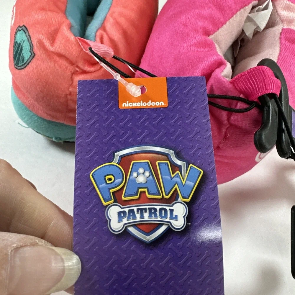 Nickelodeon Paw‎ Patrol Slippers Liberty & Skye Plush 3D Girl Size 7-8 New